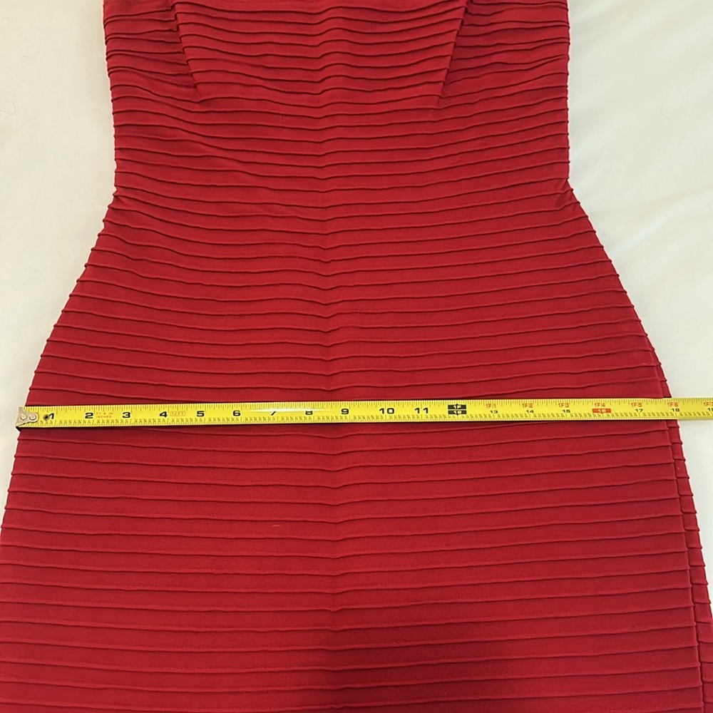 NWOT RARE Tadashi Shoji Red Ribbed Pintuck Jersey Boatneck Gown Size XS - Picture 10 of 14